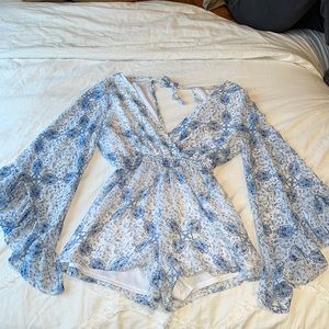 Altard state bell sleeve backless romper. Size M